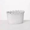 SULLIVANS White Scalloped Edge Cement Garden Pot -Vigoro sales Store whitewashed sullivans plant pots cmt1215 64 1000